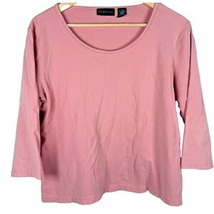Relativity Pink Cotton Spandex Classic Long Sleeve Blouse Top Women's‎ XL